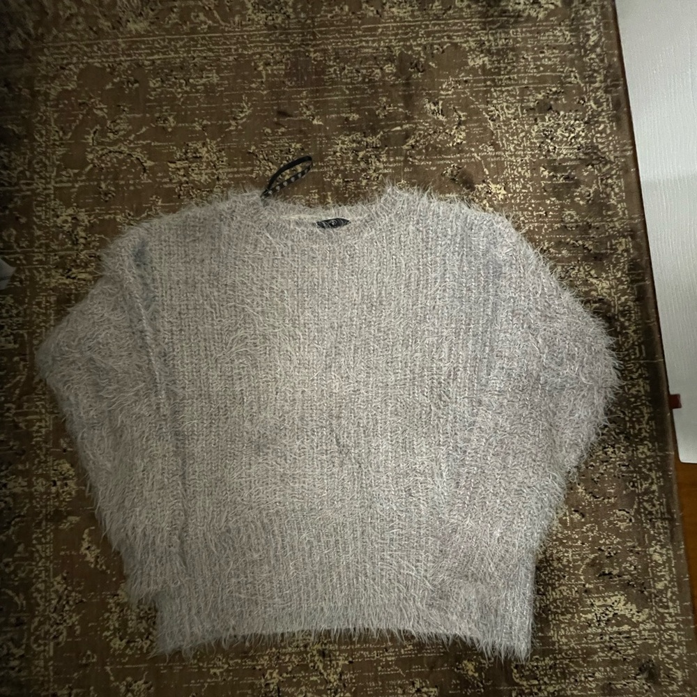Missguided fluffy light grey sweater